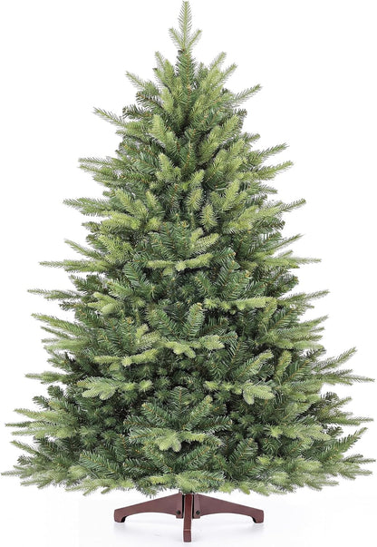 LUCKLIFE 6 ft Artificial Christmas Tree, Full PVC Unlit Christmas Tree with Champagne Gold Mesh Ribbon, Metal Stand, Easy Assembly for Home & Holiday Party Decor, Green