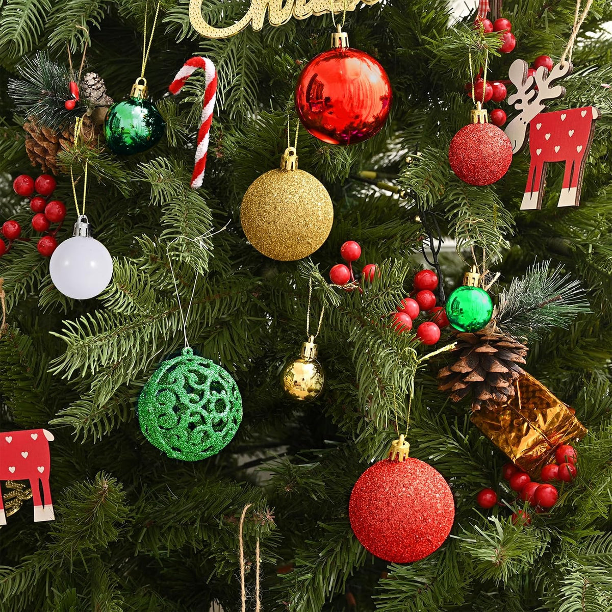 100PCS Christmas Ball Ornaments, Shatterproof Hanging Xmas Tree Decorations