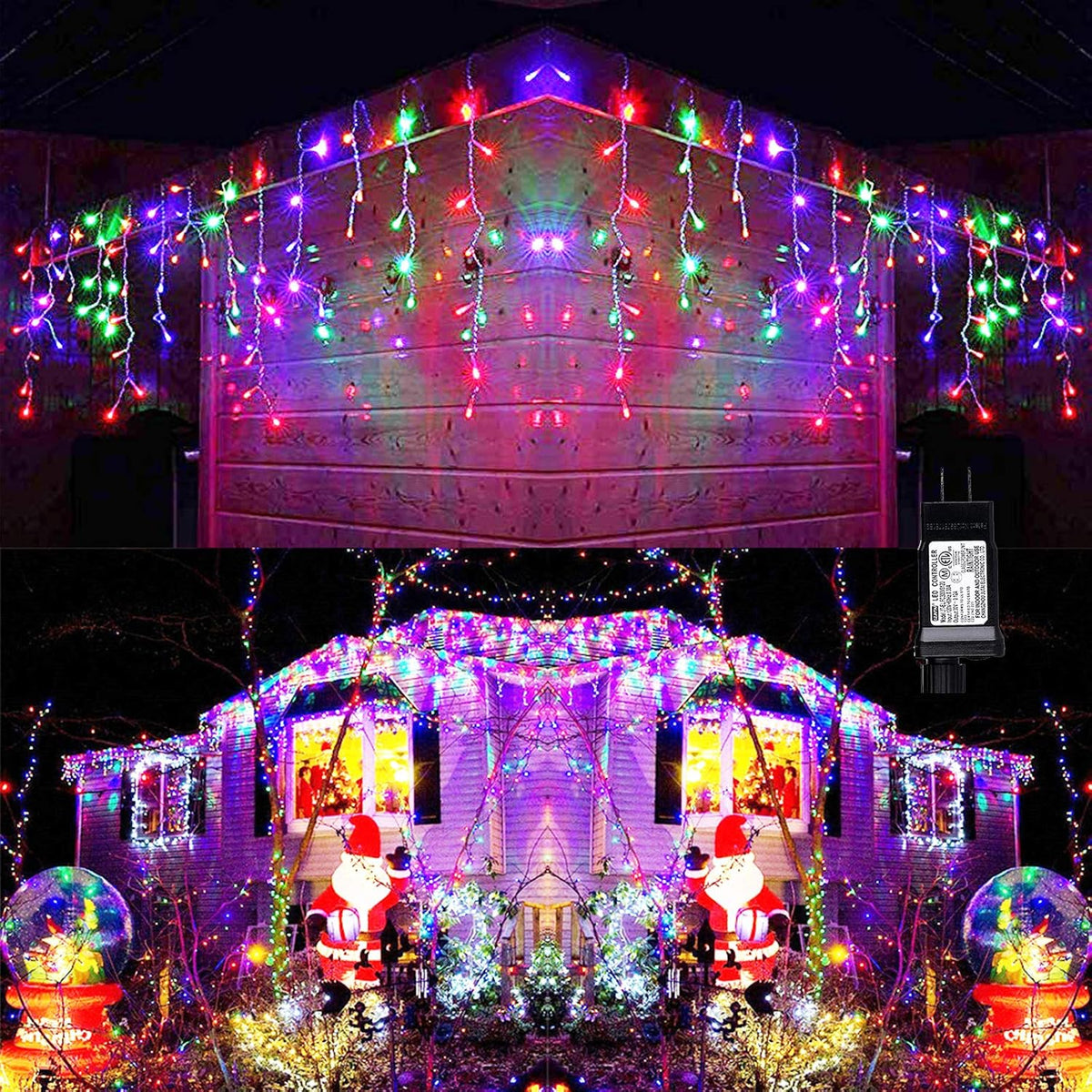 Toodour Christmas Icicle Lights Outdoor, 612 LED 50ft 8 Modes Fairy Icicle String Light with 102 Drops, Led Christmas Lights Twinkle for Holiday, Party, Wedding, Eaves, Xmas Decorations (Warm White)
