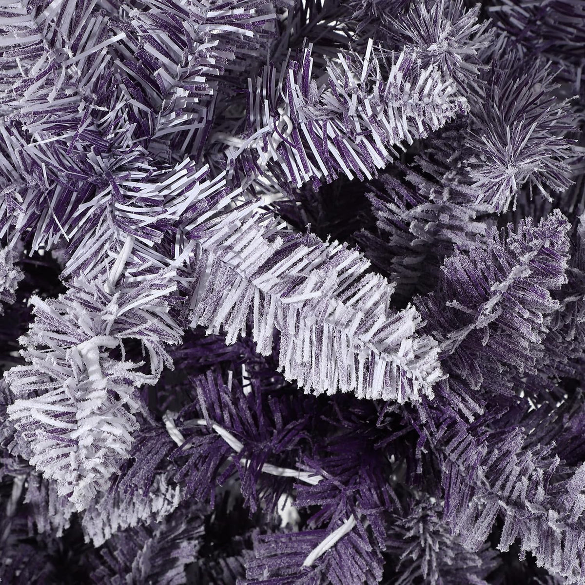 Garvee 6 ft Snow Flocked Pencil Christmas Tree, Slim Artificial Christmas Tree with Sturdy Metal Stand, Skinny Xmas Tree Holiday Decoration for Home, Office, Purple Gradient