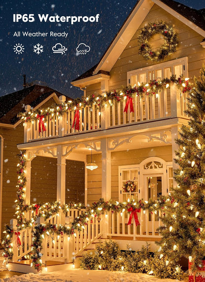 Brightown C9 Christmas Lights Outdoor, 114FT 150 LED Warm White Lights