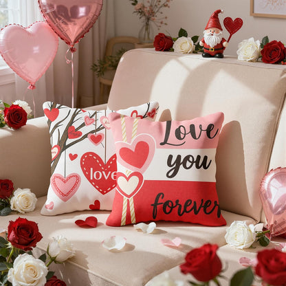 Christmas Decorations - Set of 4 Double-Sided Print Christmas Pillow Covers