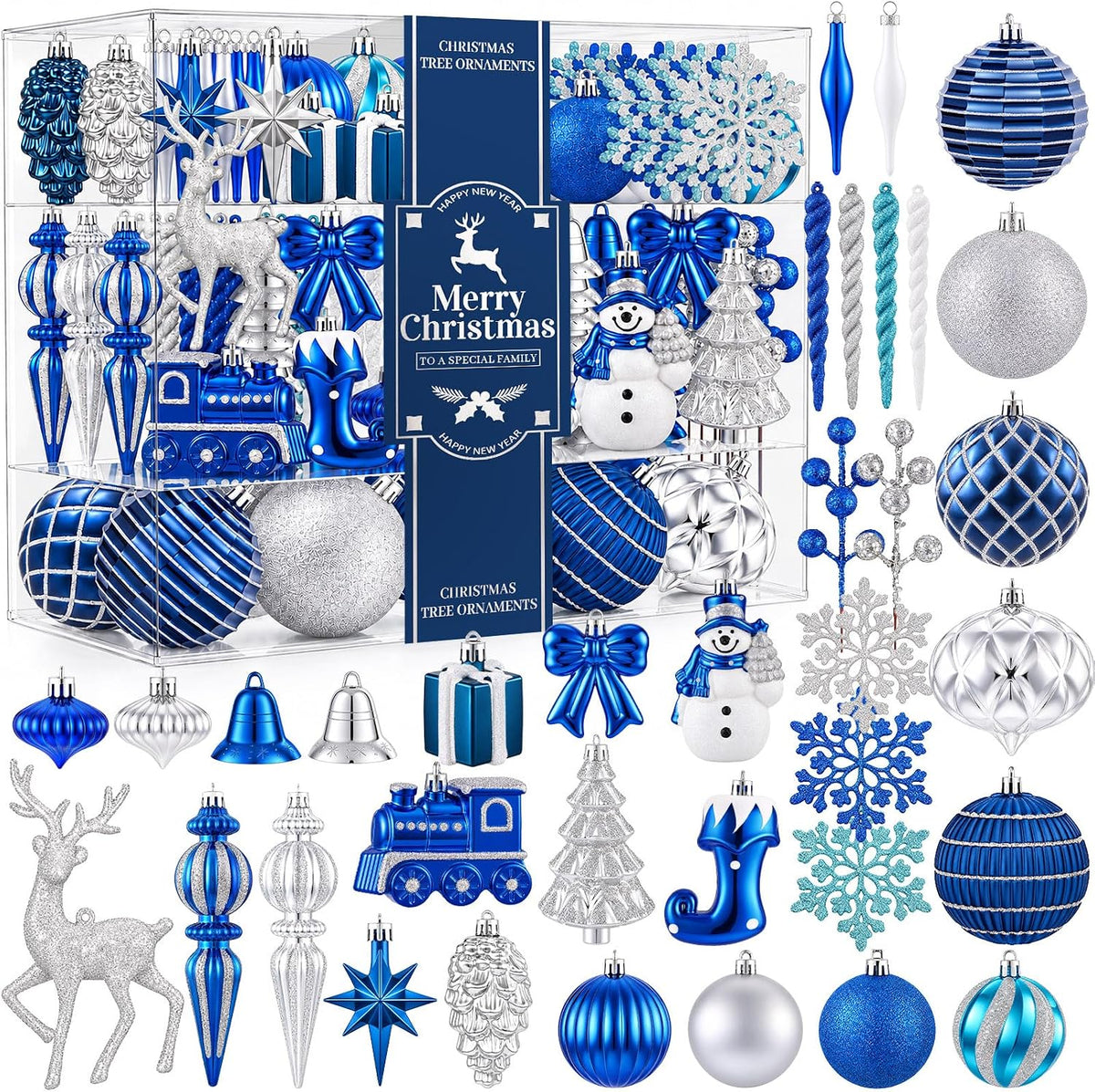 JOICEE 118Pcs Christmas Balls Ornaments Set for Christmas Tree Decorations
