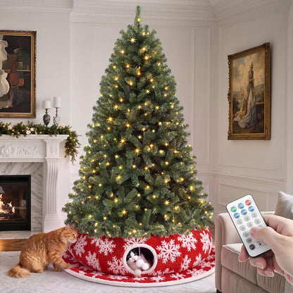 YITAHOME 6ft Prelit Green Artificial Hinged Christmas Tree with Remote