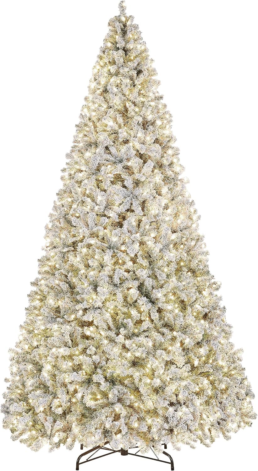 Yaheetech 6ft Pre-Lit Snow Flocked Artificial Christmas Tree, 250 Lights
