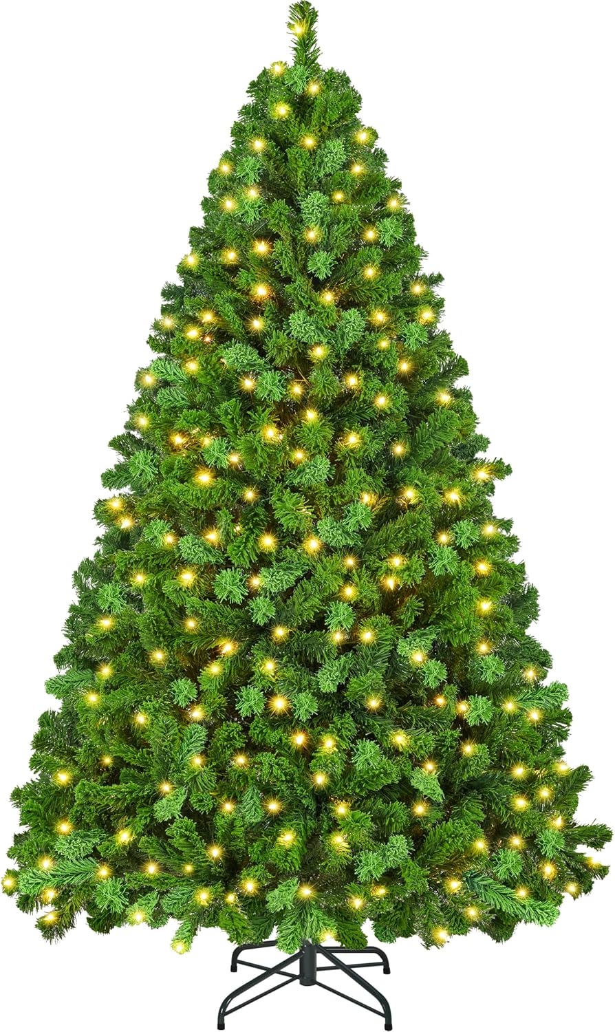 Yaheetech 6ft Pre-Lit Snow Flocked Artificial Christmas Tree, 250 Lights