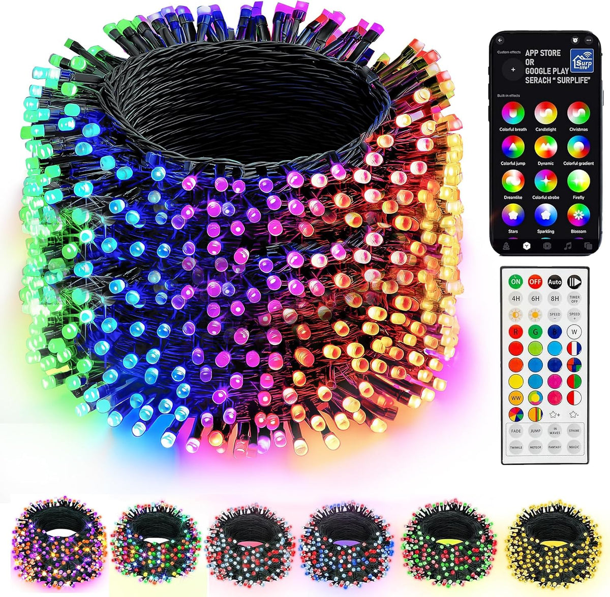 Dazzle Bright Outdoor Christmas String Lights, 1000 LED 328 FT Plug in Fairy Light with Remote Control 8 Modes & Timer, Waterproof Decoration for Home Garden Yard Xmas Wedding, Warm White