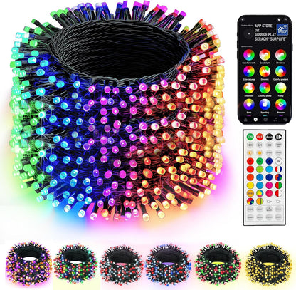 Dazzle Bright Outdoor Christmas String Lights, 1000 LED 328 FT Plug in Fairy Light with Remote Control 8 Modes & Timer, Waterproof Decoration for Home Garden Yard Xmas Wedding, Warm White