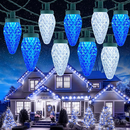 C9 Christmas Lights Outdoor, 114FT 150 LED C9 String Lights, Multicolor