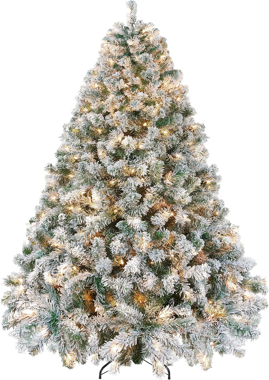 Yaheetech 6ft Pre-Lit Snow Flocked Artificial Christmas Tree, 250 Lights