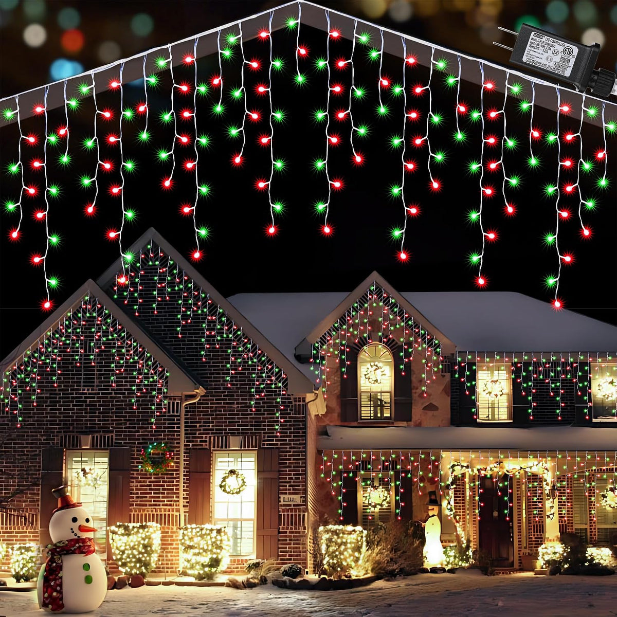 Toodour Christmas Icicle Lights Outdoor, 612 LED 50ft 8 Modes Fairy Icicle String Light with 102 Drops, Led Christmas Lights Twinkle for Holiday, Party, Wedding, Eaves, Xmas Decorations (Warm White)