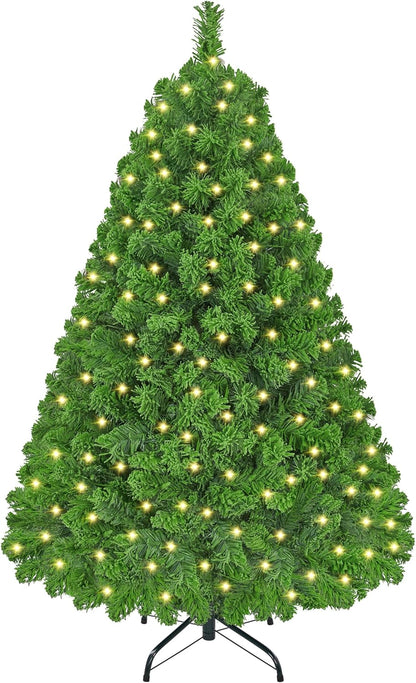 Yaheetech 6ft Pre-Lit Snow Flocked Artificial Christmas Tree, 250 Lights