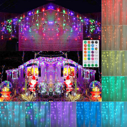 Toodour Christmas Icicle Lights Outdoor, 612 LED 50ft 8 Modes Fairy Icicle String Light with 102 Drops, Led Christmas Lights Twinkle for Holiday, Party, Wedding, Eaves, Xmas Decorations (Warm White)