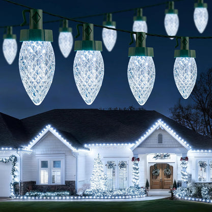 Brightown C9 Christmas Lights Outdoor, 114FT 150 LED Warm White Lights
