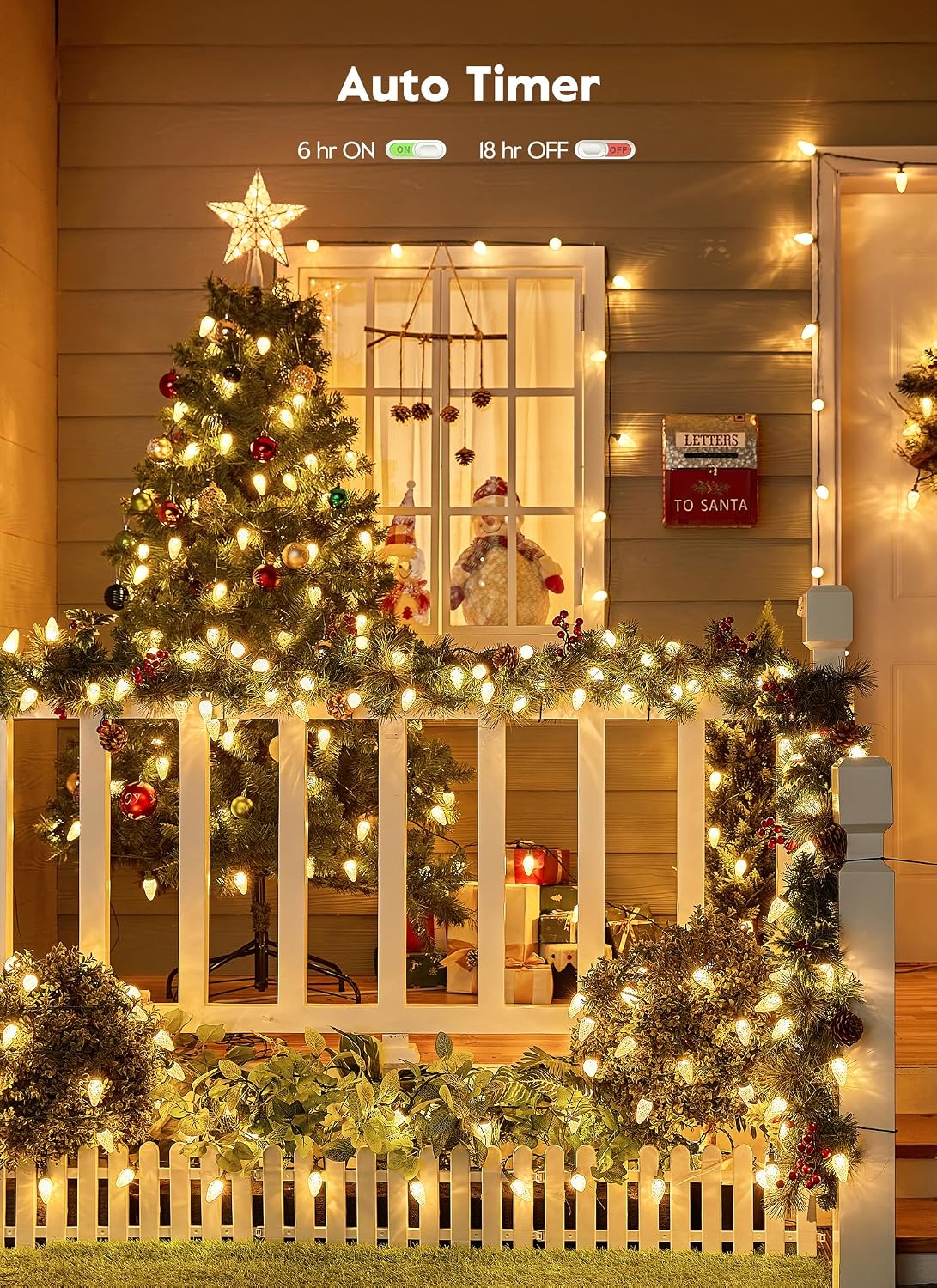 Brightown C9 Christmas Lights Outdoor, 114FT 150 LED Warm White Lights