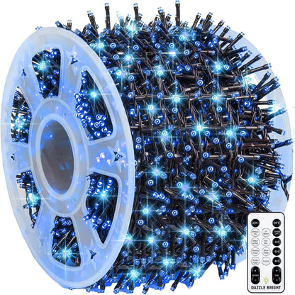 Dazzle Bright Outdoor Christmas String Lights, 1000 LED 328 FT Plug in Fairy Light with Remote Control 8 Modes & Timer, Waterproof Decoration for Home Garden Yard Xmas Wedding, Warm White