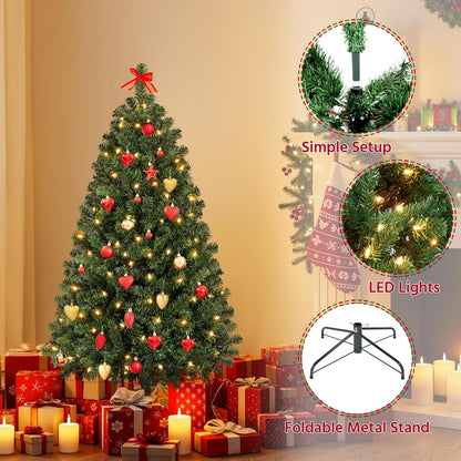 Yaheetech 4.5ft Pre-lit Christmas Tree with 150 Warm White Lights, Green