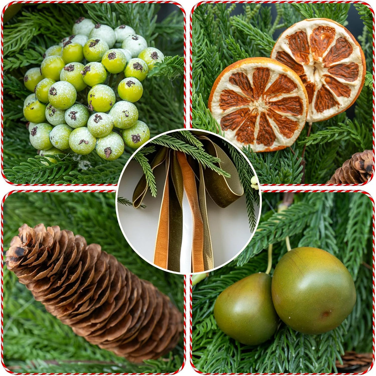 Christmas Wreaths for Front Door, Norfolk Pine Wreath with Light