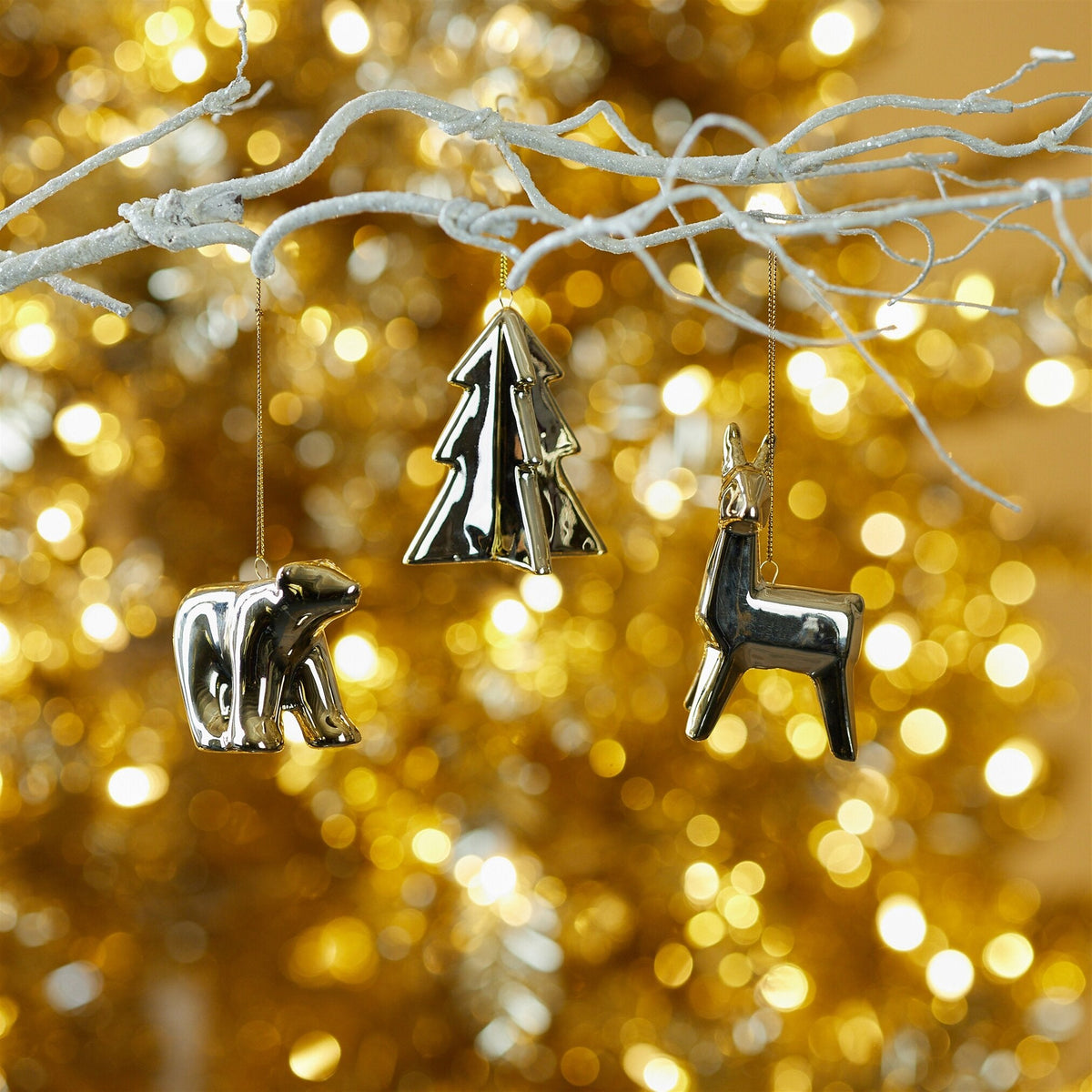 Ceramic Deer/Bear/Tree Ornament, 2 - 3.5" (3 styles - sold individually)