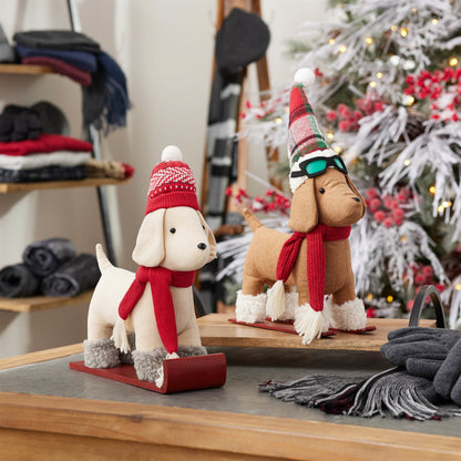 Dog on Sled/Skis Figurine, 13" (2 styles - sold individually)