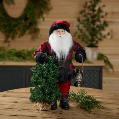 Santa w/Tree & Lantern Figurine, 18.5"