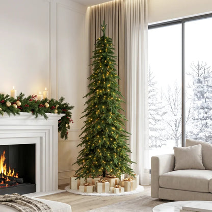 🎄 9ft Pre-Lit Pencil Spruce Artificial Christmas Tree with 580 Dual-Color LEDs & 9-Function Remote
