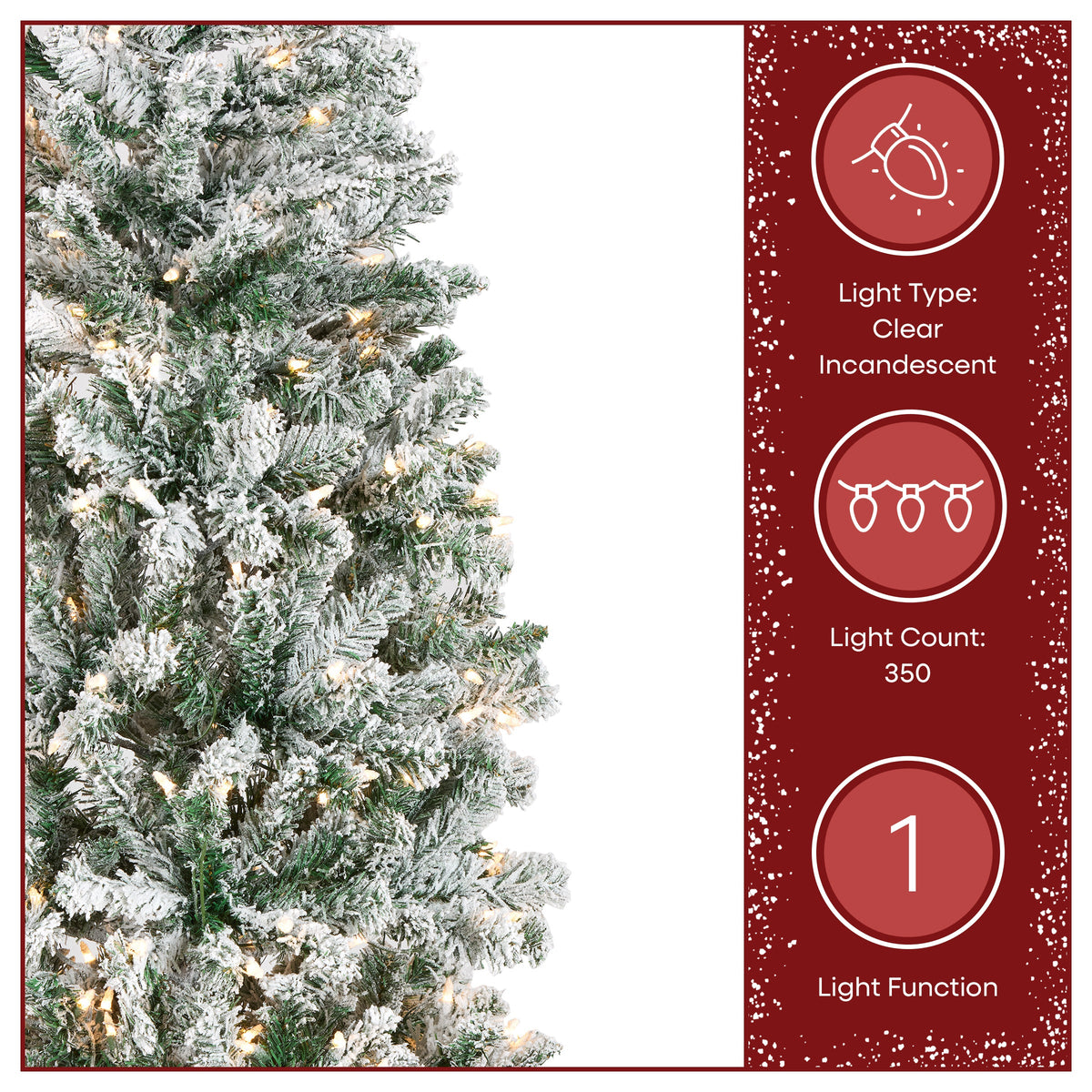 7.5 ft. Pre-Lit Acacia Pencil Slim Flocked Tree with Clear Lights, Plug-In