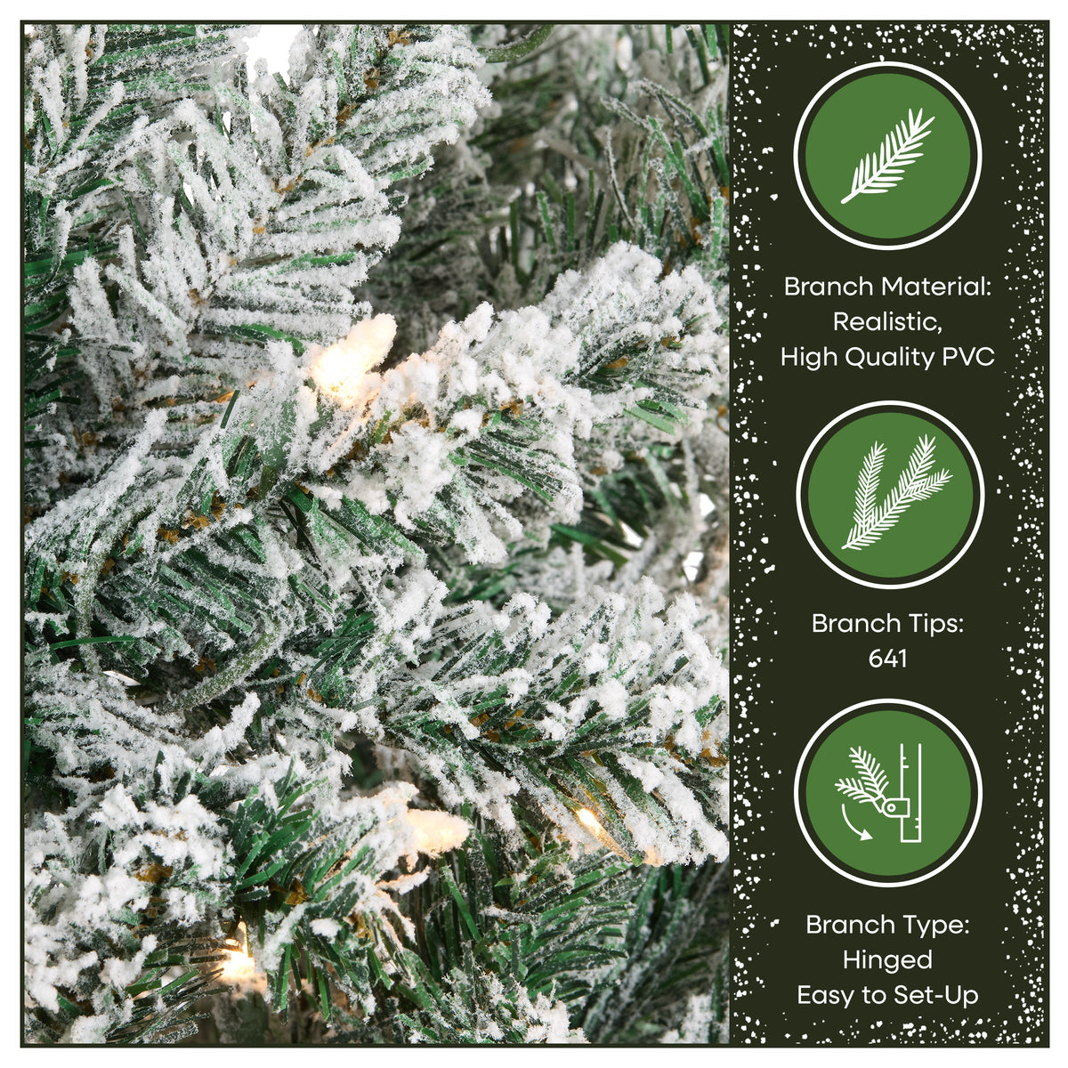 7.5 ft. Pre-Lit Acacia Pencil Slim Flocked Tree with Clear Lights, Plug-In