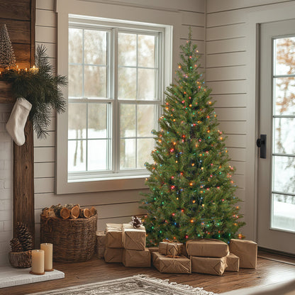 6 ft. Pre-Lit Aspen Spruce Slim Tree with Multicolor Lights, Plug-In