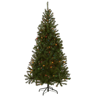 6 ft. Pre-Lit Aspen Spruce Slim Tree with Multicolor Lights, Plug-In