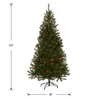 6 ft. Pre-Lit Aspen Spruce Slim Tree with Multicolor Lights, Plug-In