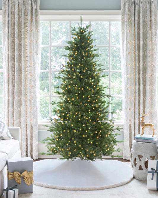 7.5' Alpine Fir Slim Artificial Christmas Tree 650 Warm White LED Lights