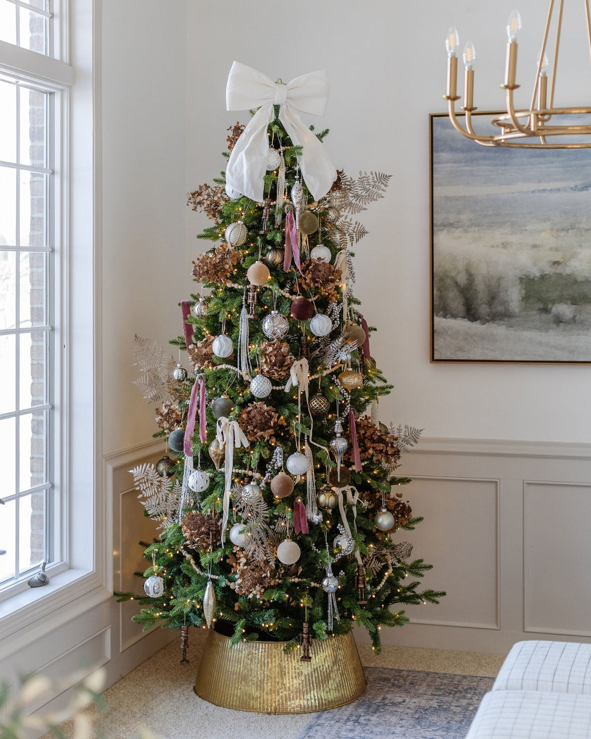 12' Alpine Fir Slim Artificial Christmas Tree 1400 Warm White LED Lights