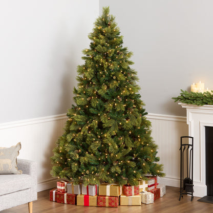 7 ft. Pre-Lit Carolina Pine Hinged Tree with Clear Lights, Plug-In