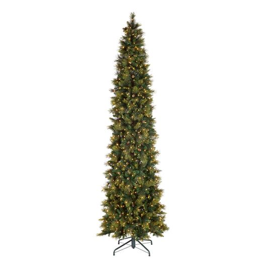 12 ft. Pre-Lit Carolina Pine Slim Tree with Clear Lights, Plug-In