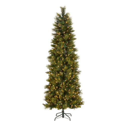 7.5 ft. Pre-Lit Carolina Pine Slim Tree with Clear Lights, Plug-In