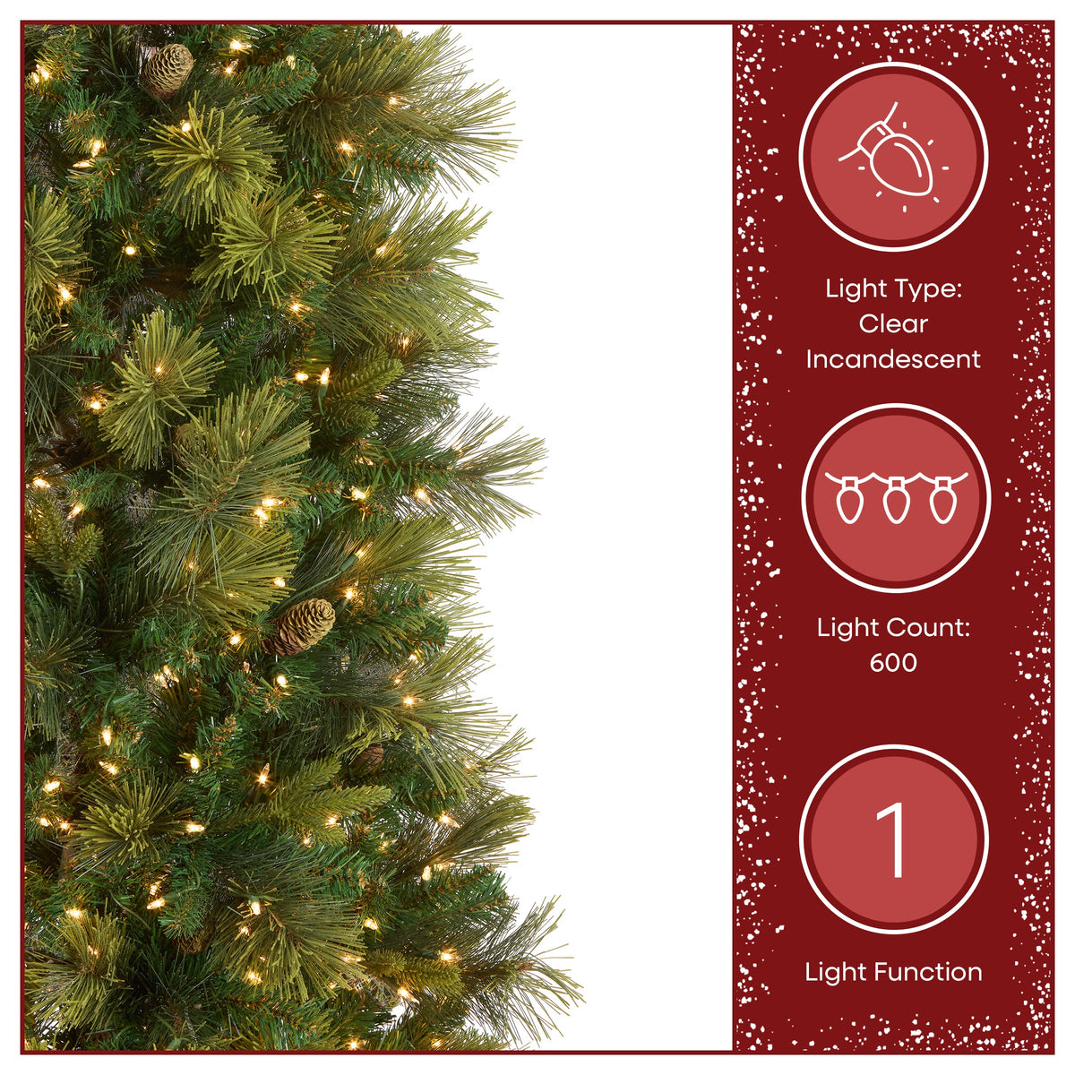 7.5 ft. Pre-Lit Carolina Pine Slim Tree with Clear Lights, Plug-In