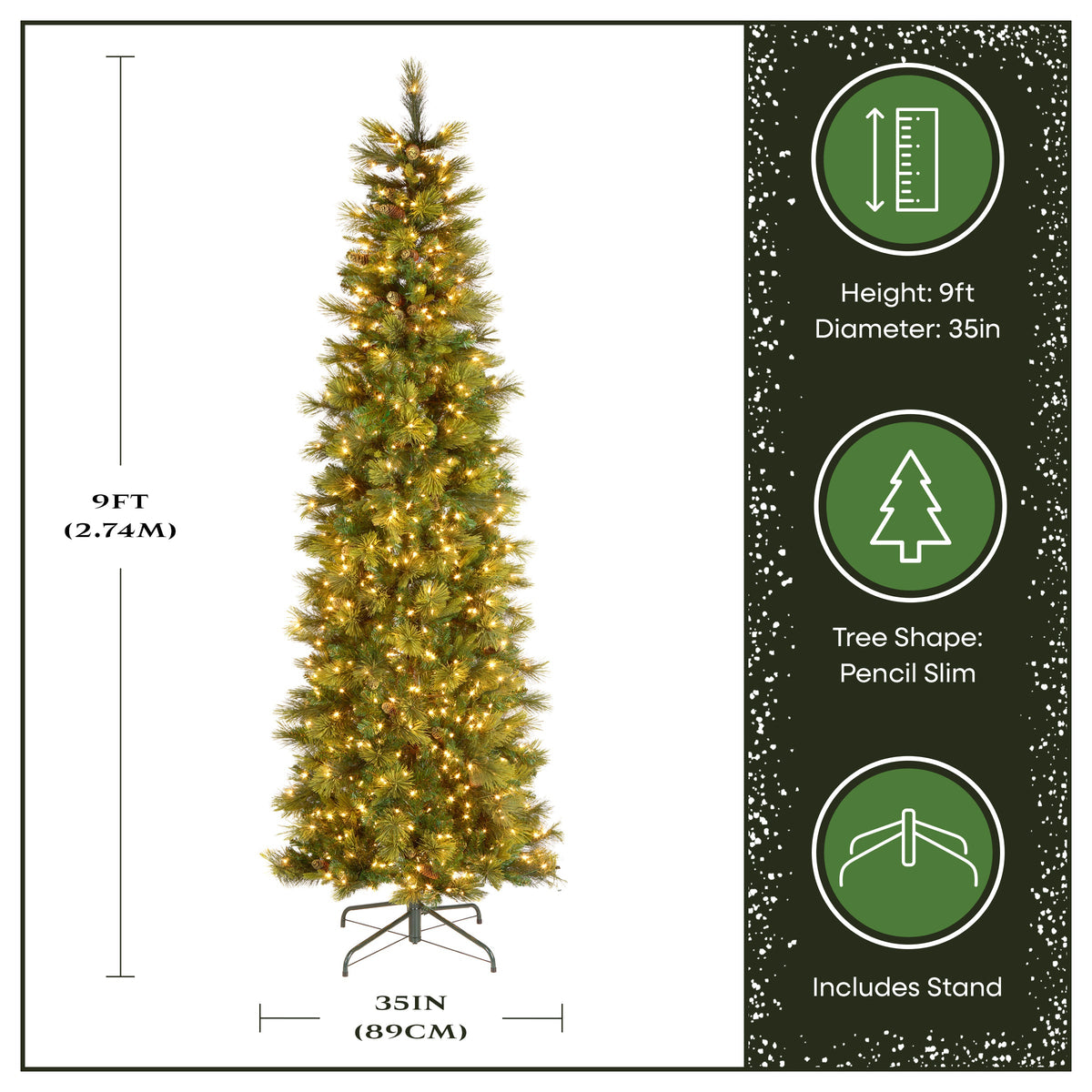 9 ft. Pre-Lit Carolina Pine Slim Tree with Clear Lights