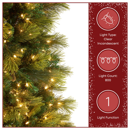 9 ft. Pre-Lit Carolina Pine Slim Tree with Clear Lights
