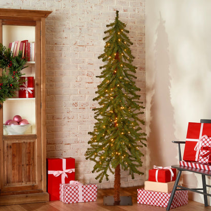 5 ft. Pre-Lit Hickory Cedar Slim Tree with Clear Lights, Plug-In