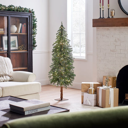 5 ft. Pre-Lit Hickory Cedar Slim Tree with Clear Lights, Plug-In