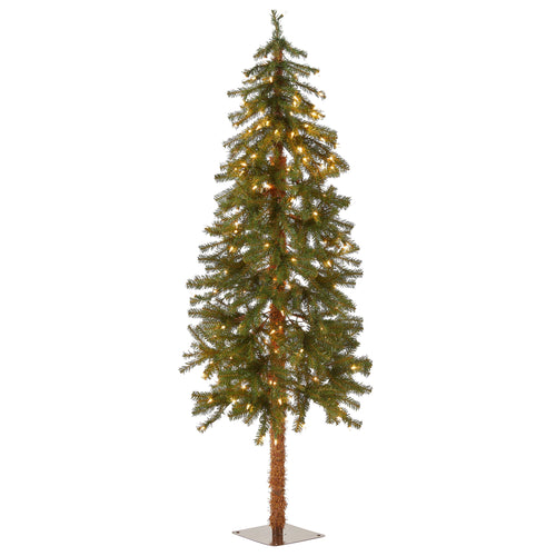 5 ft. Pre-Lit Hickory Cedar Slim Tree with Clear Lights, Plug-In