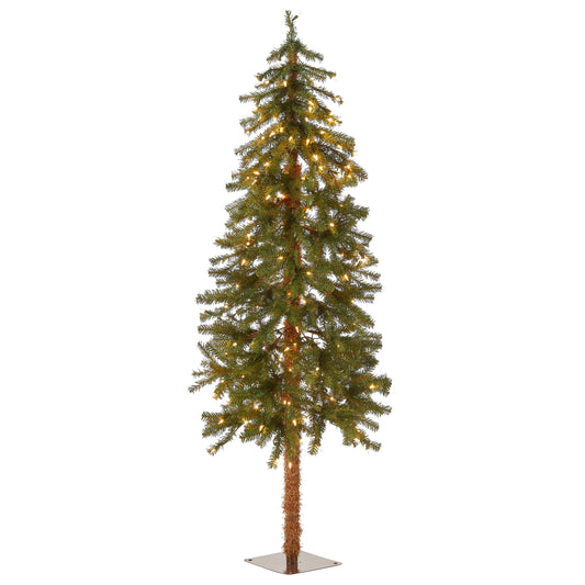 5 ft. Pre-Lit Hickory Cedar Slim Tree with Clear Lights, Plug-In