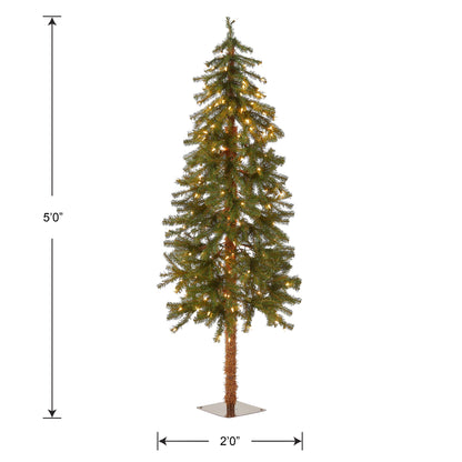 5 ft. Pre-Lit Hickory Cedar Slim Tree with Clear Lights, Plug-In
