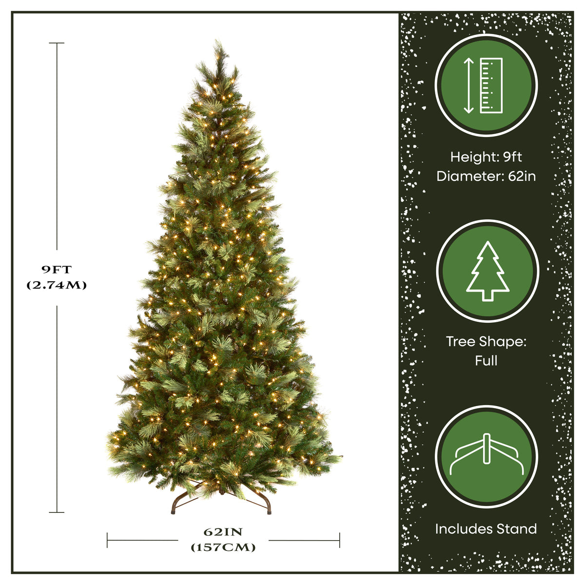 9 ft. Pre-Lit Charleston Pine Tree with Clear Lights