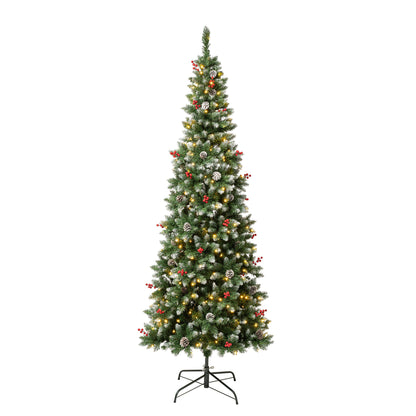 7.5 ft. Pre-Lit Cullen Slim Tree with Warm White LED Lights, Plug-In