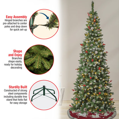 7.5 ft. Pre-Lit Cullen Slim Tree with Warm White LED Lights, Plug-In