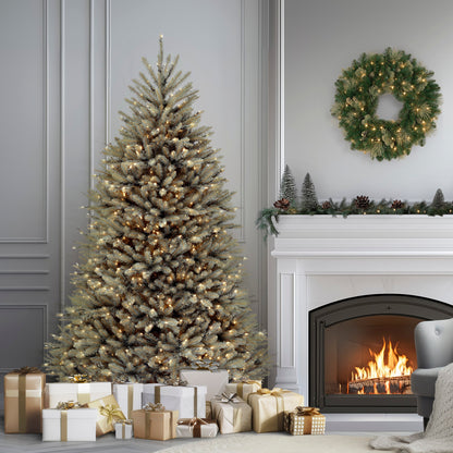 7.5 ft. Pre-Lit Dunhill Fir Snowy Blue Tree with Clear Lights, Plug-In