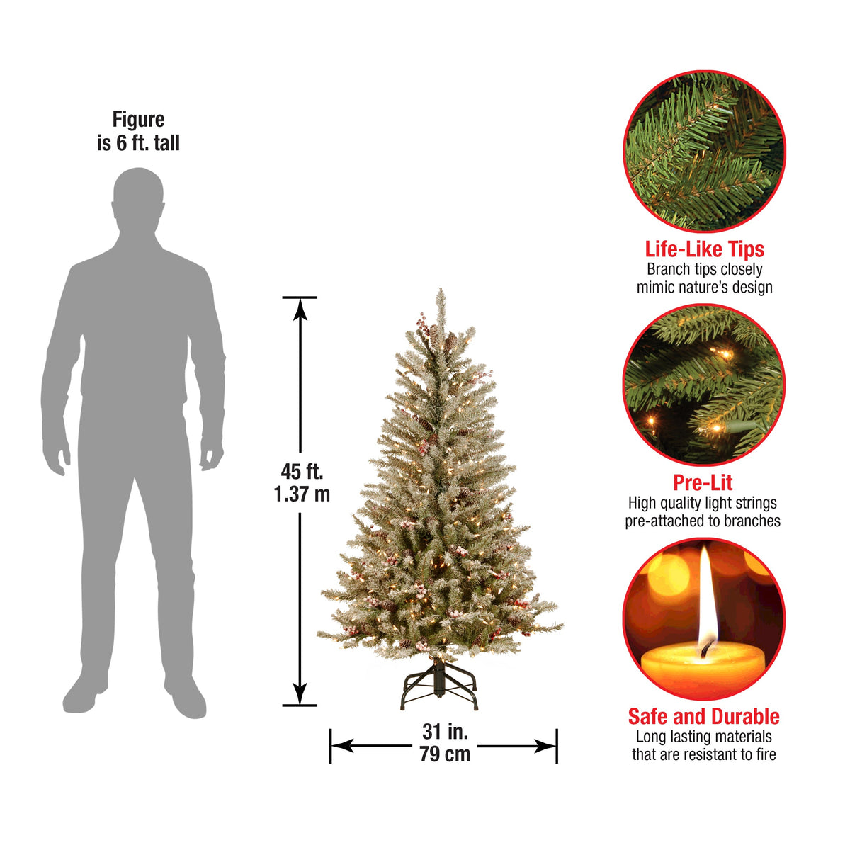 4.5 ft. Pre-Lit Dunhill Fir Slim Tree with Clear Lights, Plug-In
