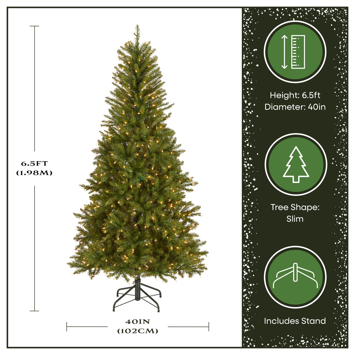 6.5 ft. Pre-Lit Dunhill Fir Slim Tree with Clear Lights